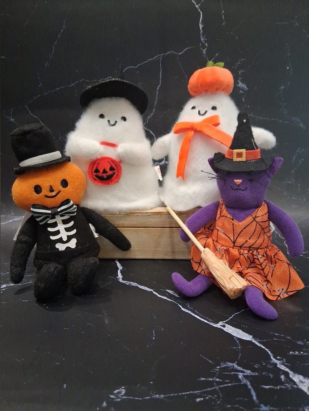 Target Bullseye 2026 Halloween Plush Figural Set of 4 Cat, Pumpkin, 2 Ghosts NWT